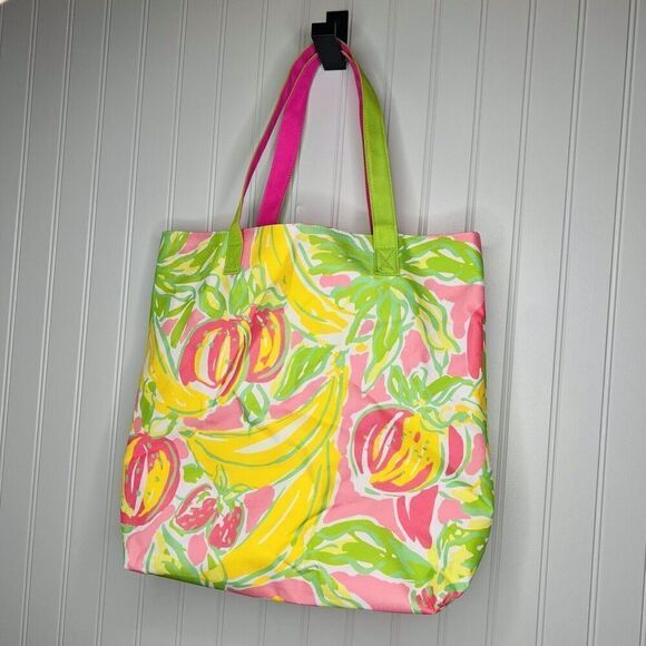 Lilly Pulitzer Estee Lauder Tropical Print Pink Green Yellow Tote Bag Colorful - Picture 5 of 8